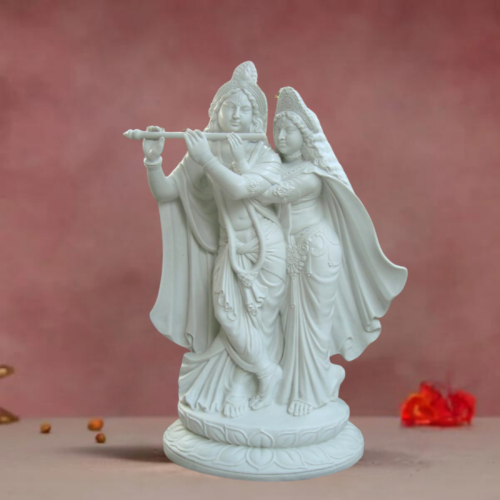 Radha Krishna statue white colour